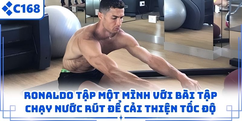 Ronaldo tập một mình với bài tập chạy nước rút để cải thiện tốc độ